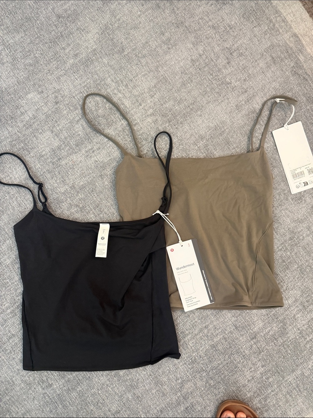 NWT Lululemon Wundermost Ultra-Soft Nulu Tank Cami Beige + Black BUNDLE